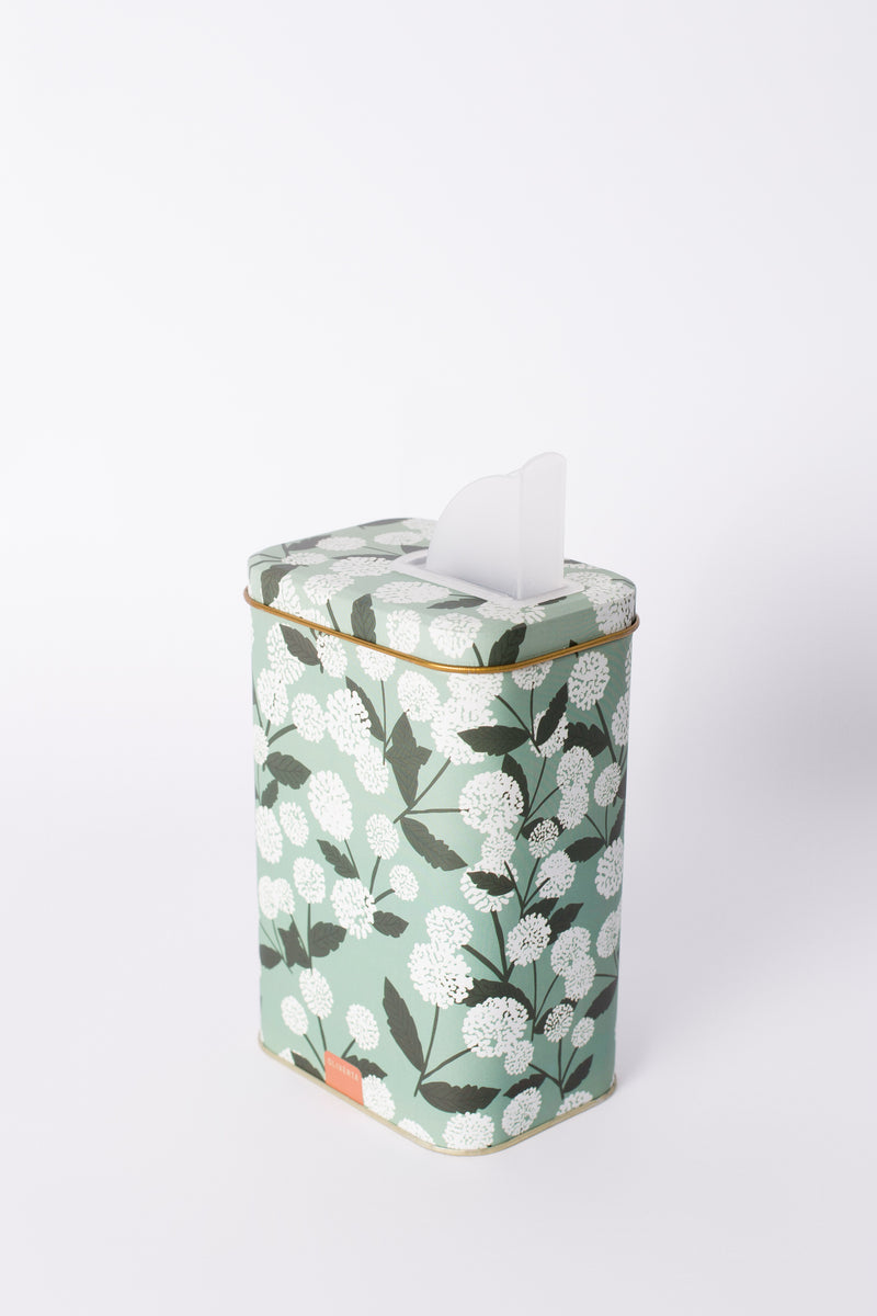 Yerbera Rectangular Flores Blancas